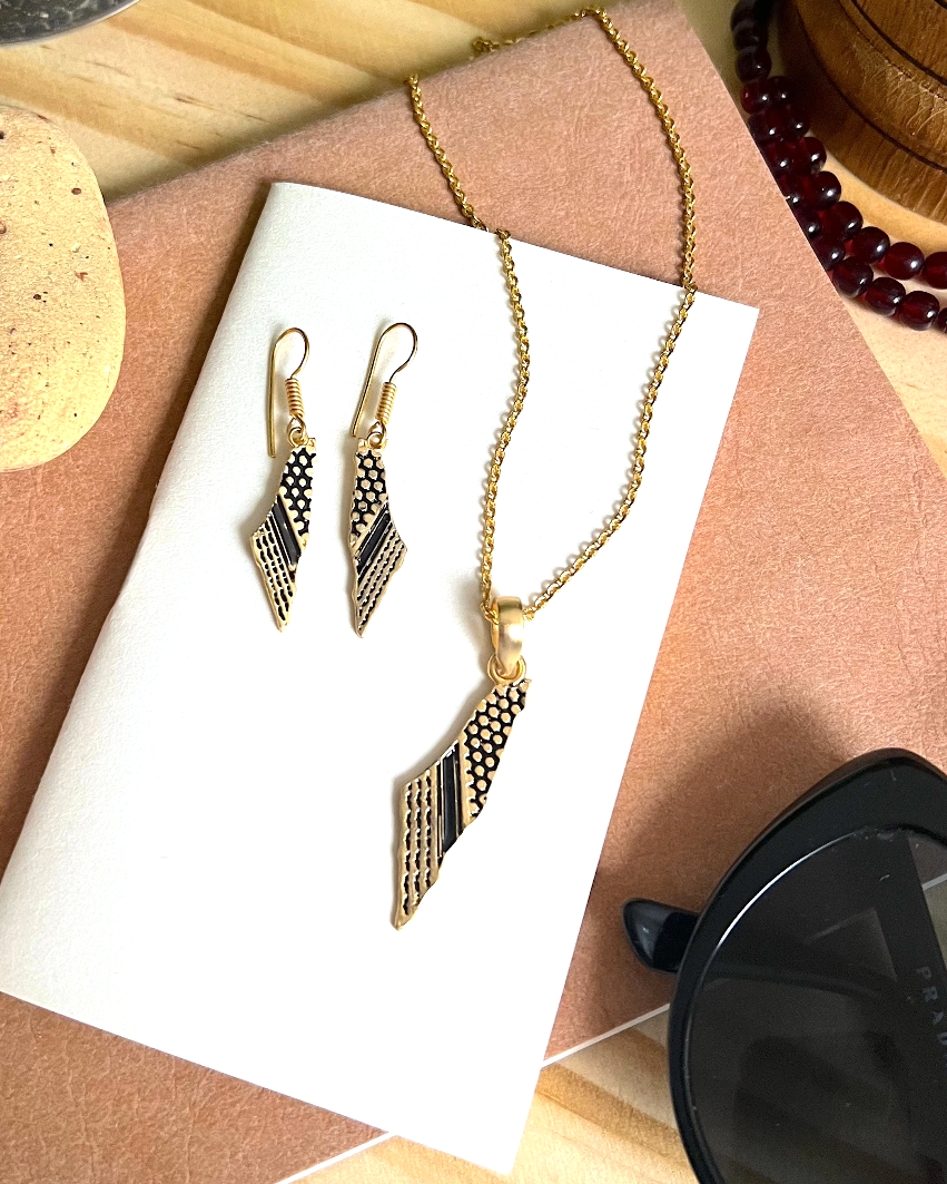 Palestine Map Necklace & Earrings Set