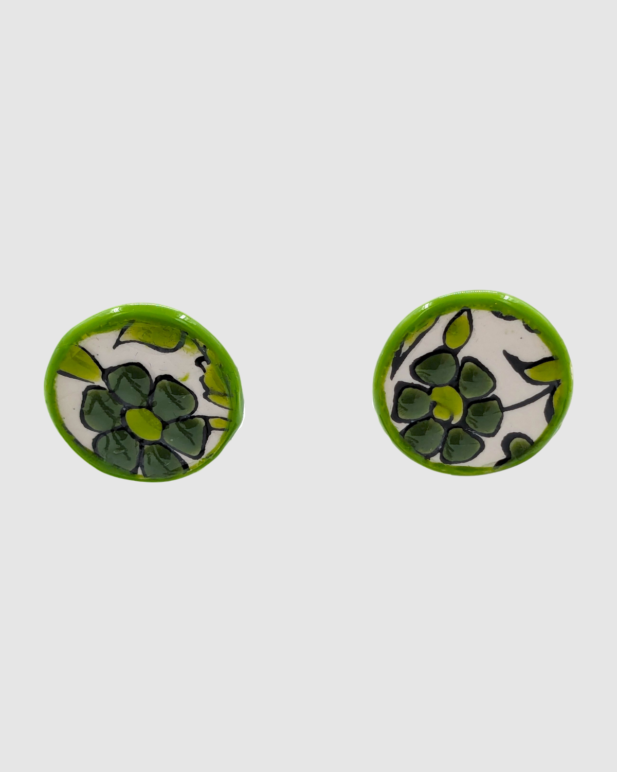 Handmade earrings made of Palestinian ceramics - J