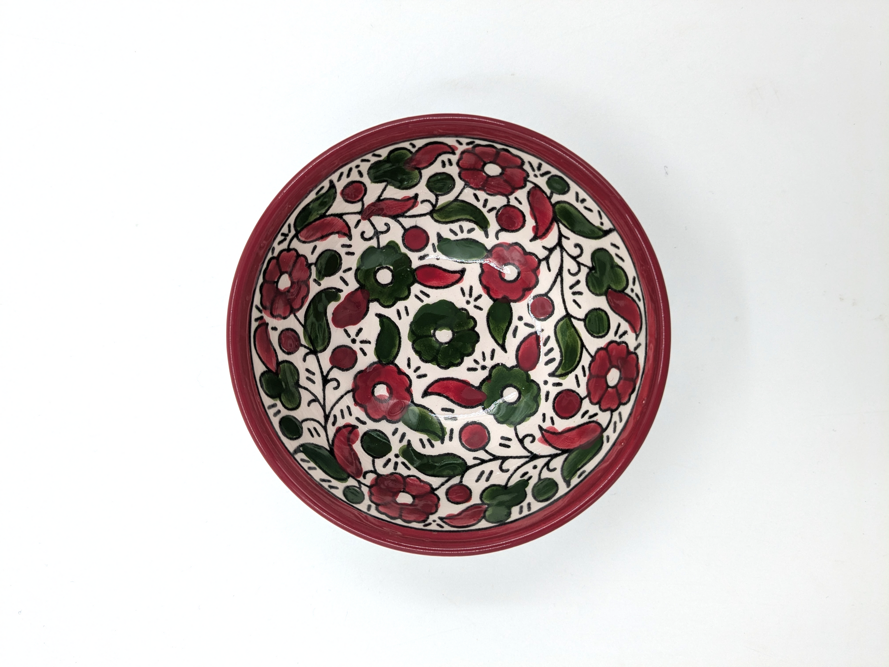 Skål 9 cm - bordeaux/grøn