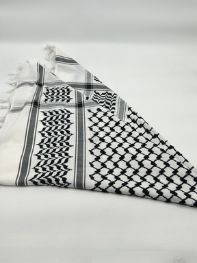 Autentisk Hirbawi kuffiyeh - hvid/sort