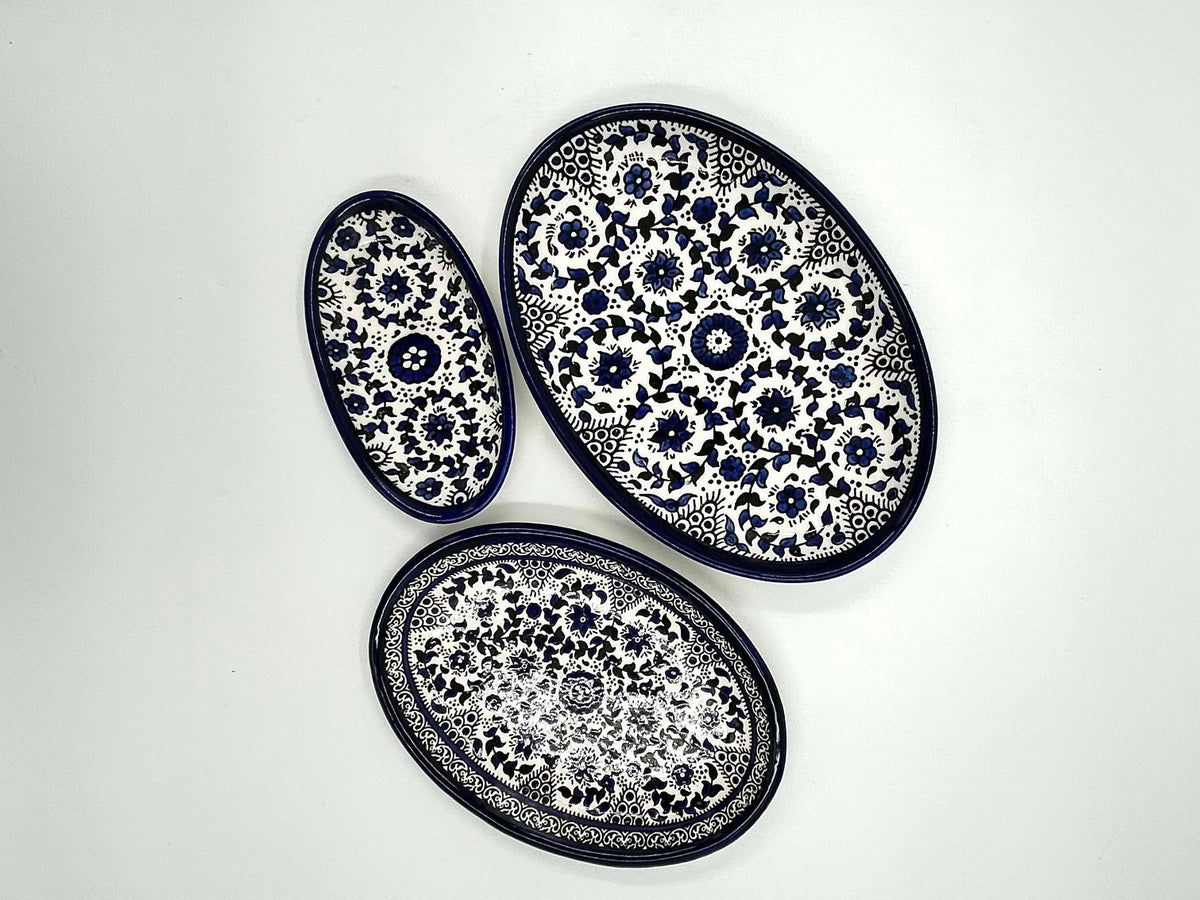 Oval serving dish - ramallah blue