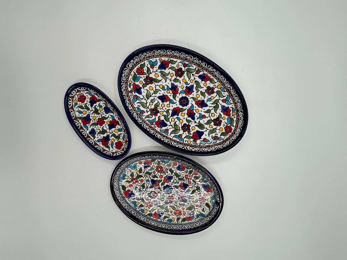 Oval serving dish - multi-coloured