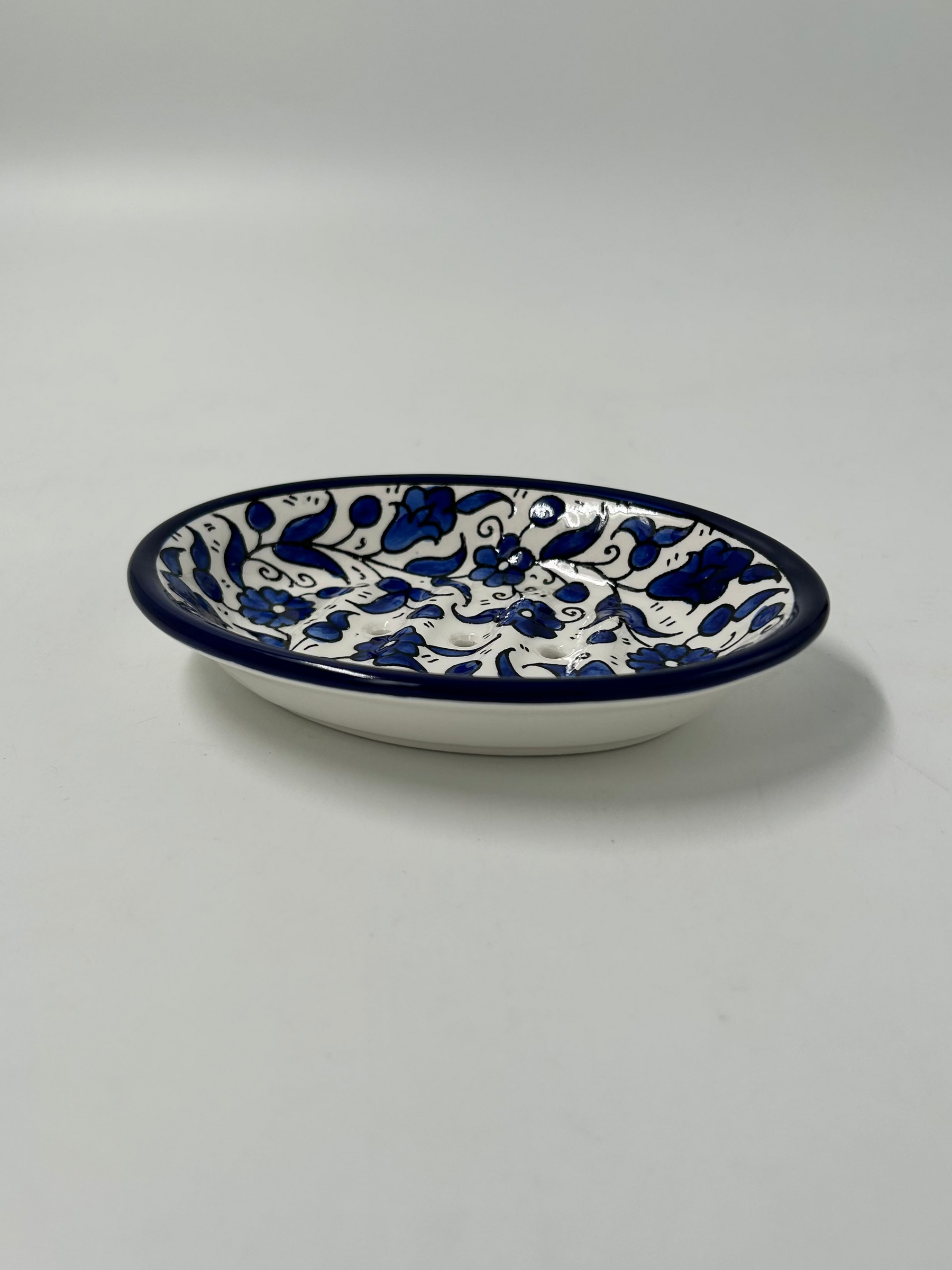 Portasapone con fori - blu reale/bianco