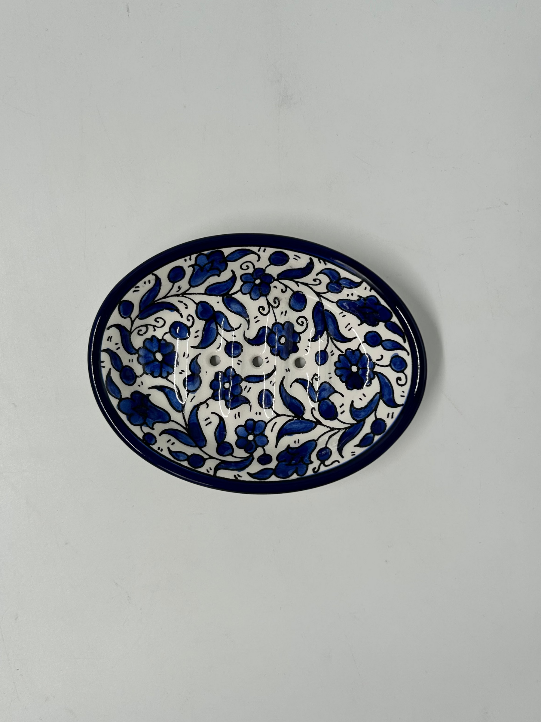 Portasapone con fori - blu reale/bianco