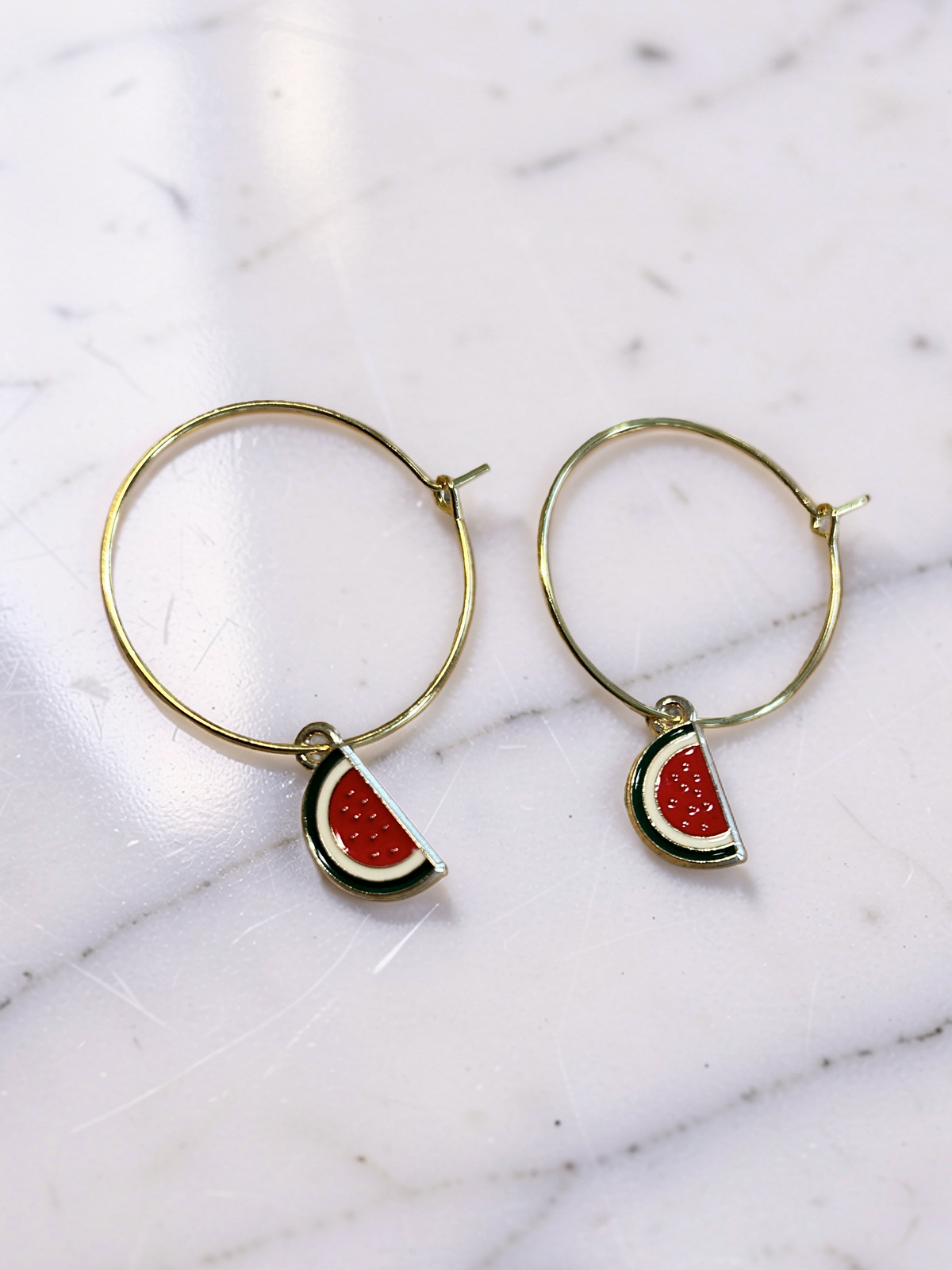 Hoops earrings with watermelon