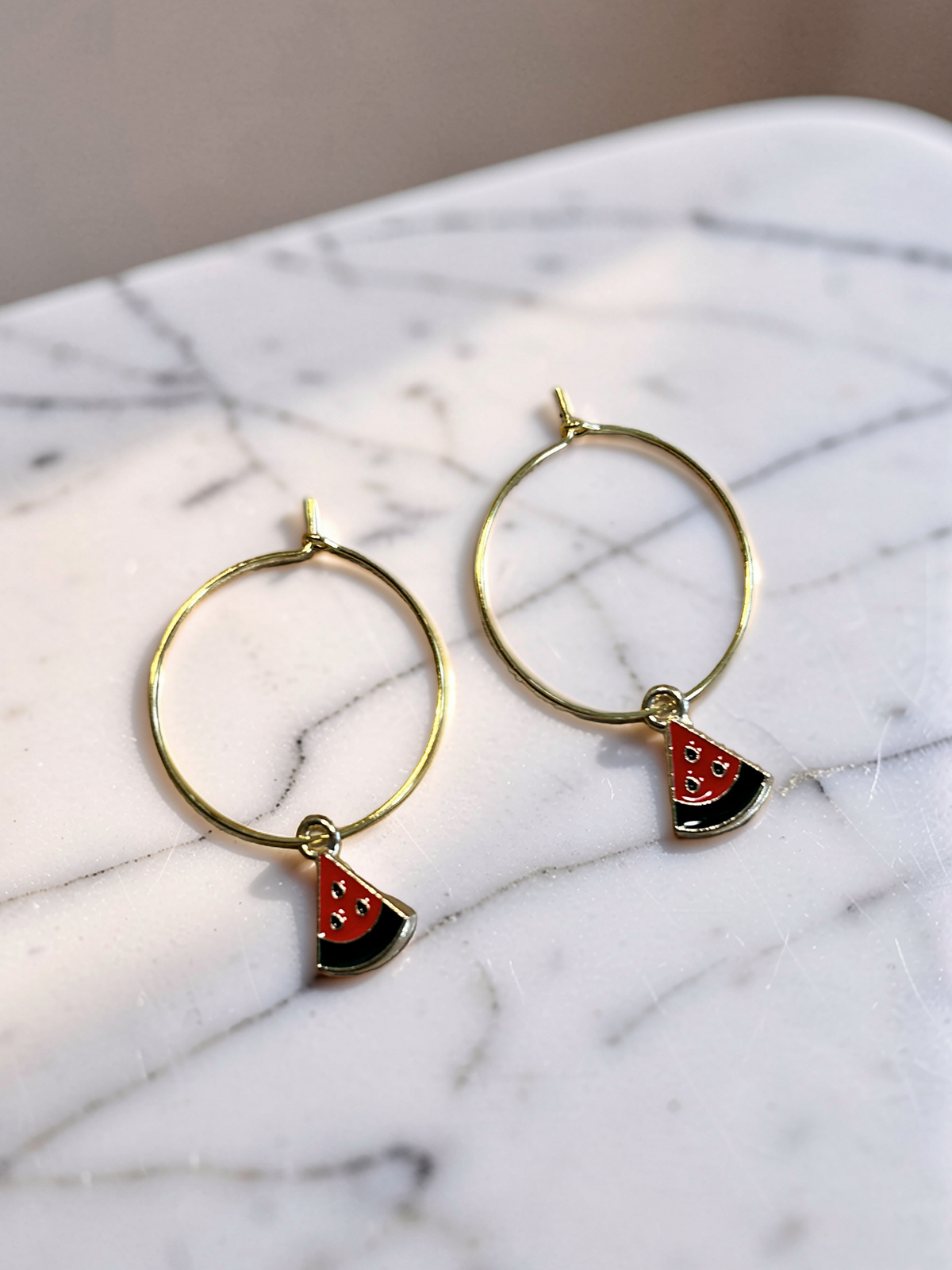 Hoops earrings with watermelon