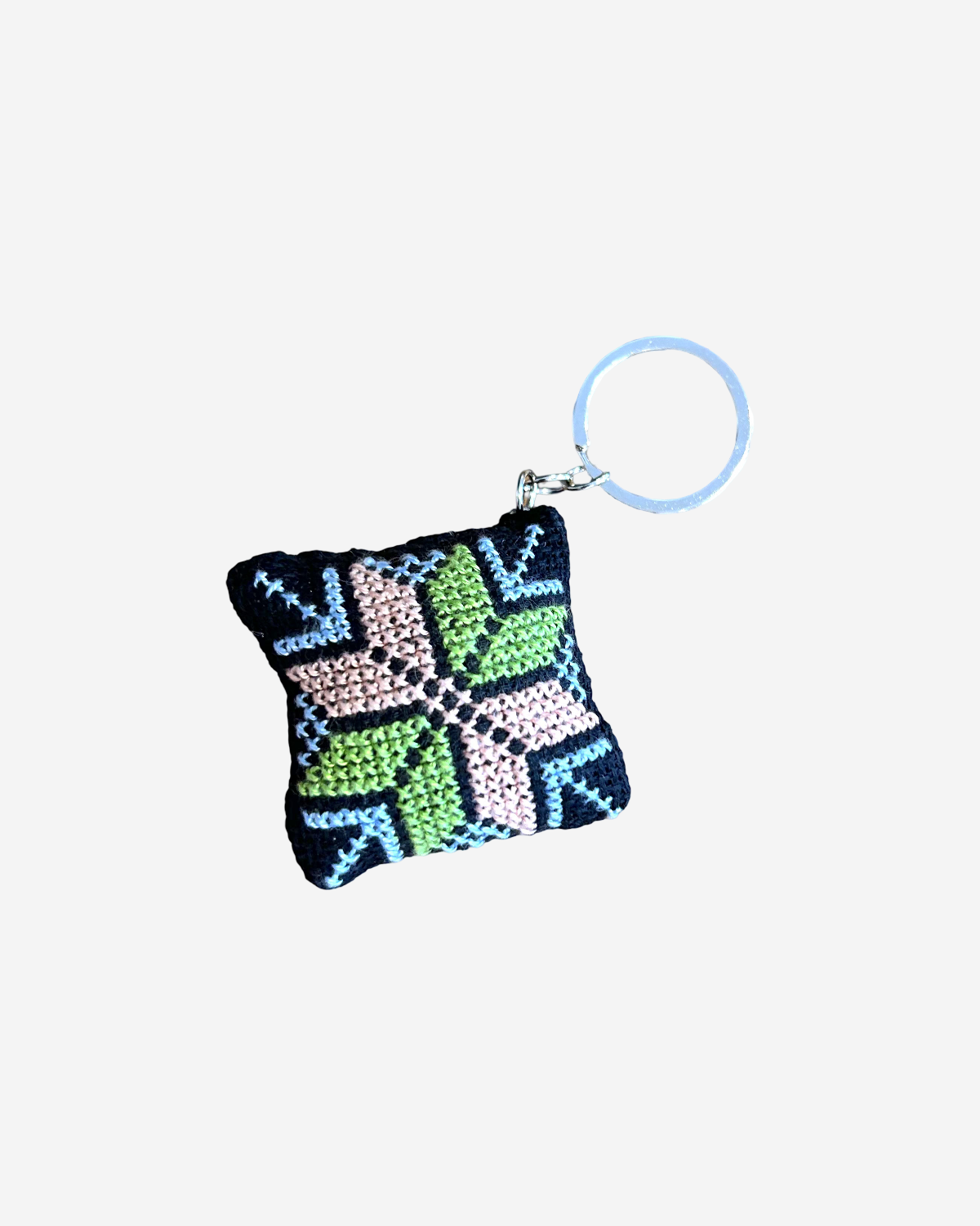 Tatreez sleutelhanger - groen/beige/lichtblauw