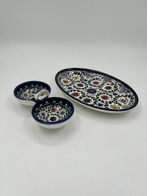 Pacchetto regalo con design multicolore Rammallah - Piatto fatto a mano e set sale/pepe con manico