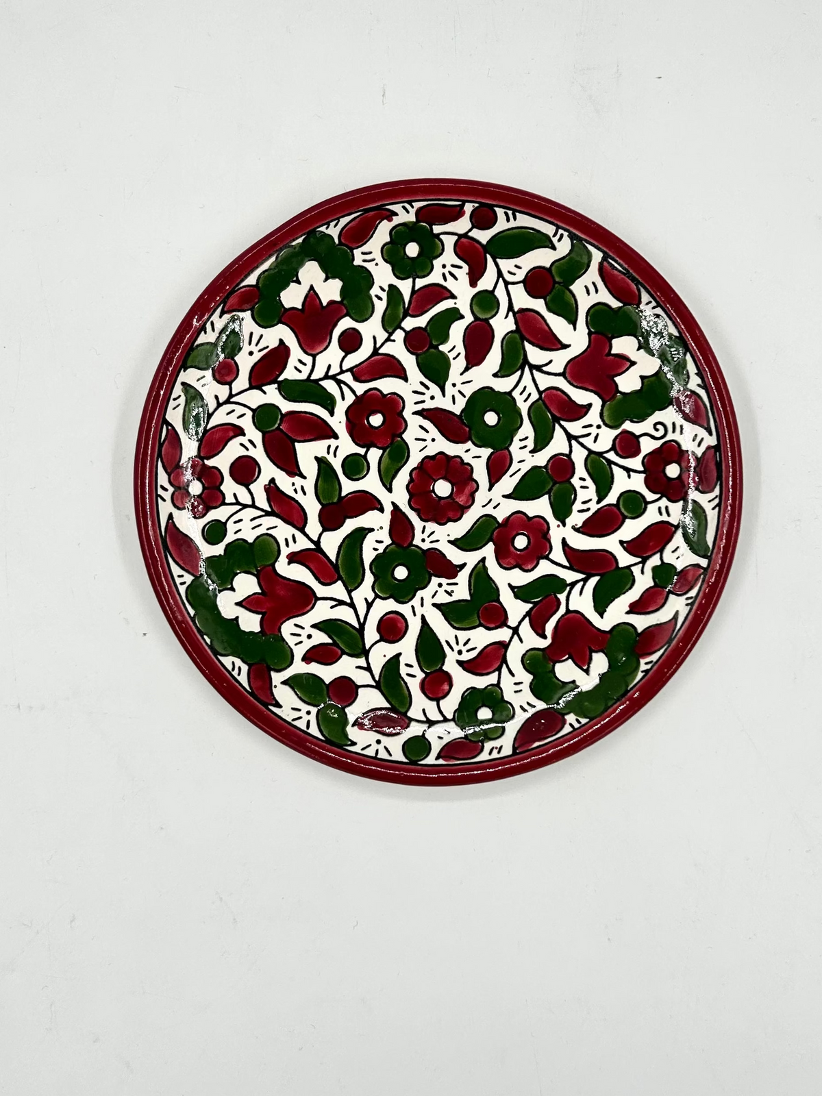Frokost tallerken 19 cm - bordeaux/grøn