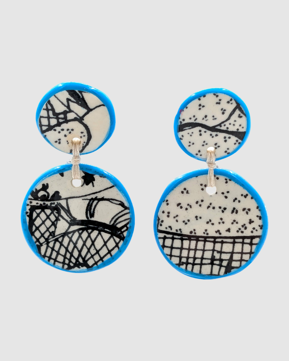 Handmade earrings made of Palestinian ceramics - R