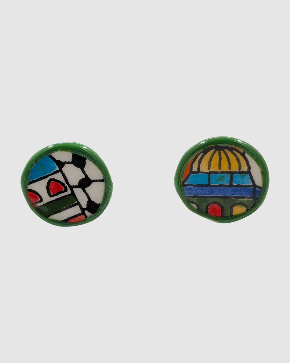 Handmade earrings made of Palestinian ceramics - I