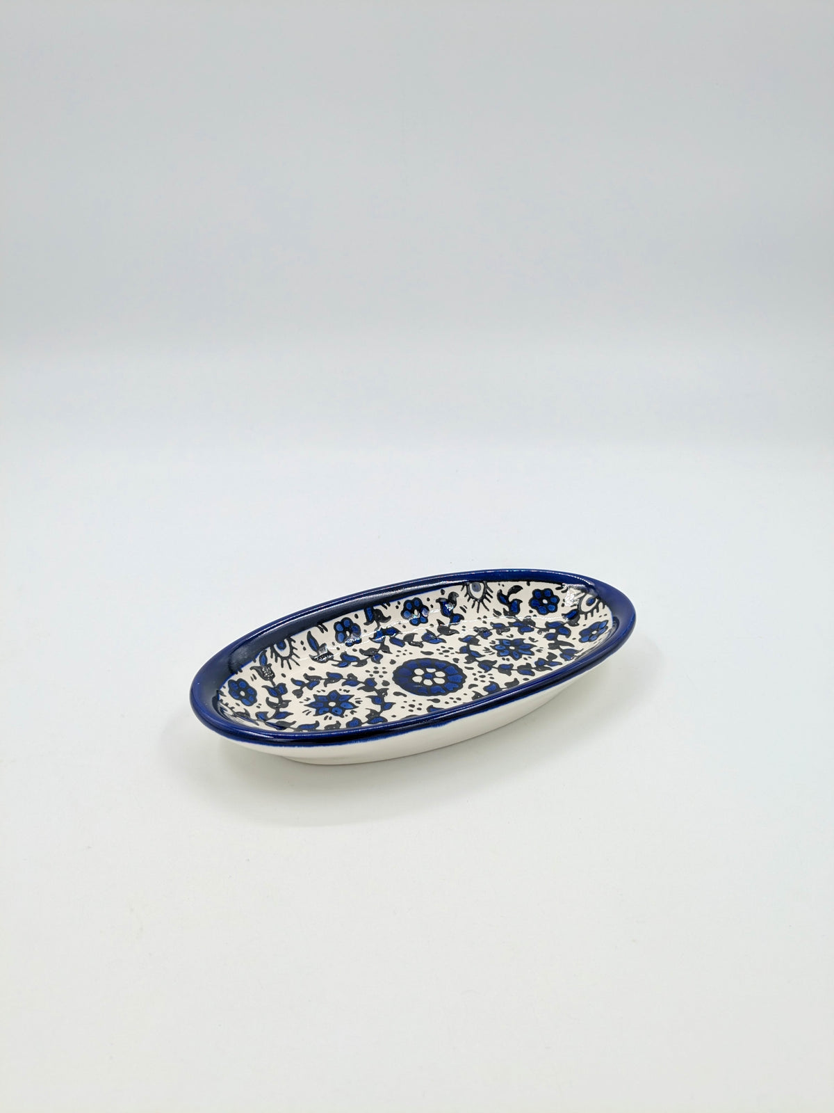Oval serving dish - ramallah blue