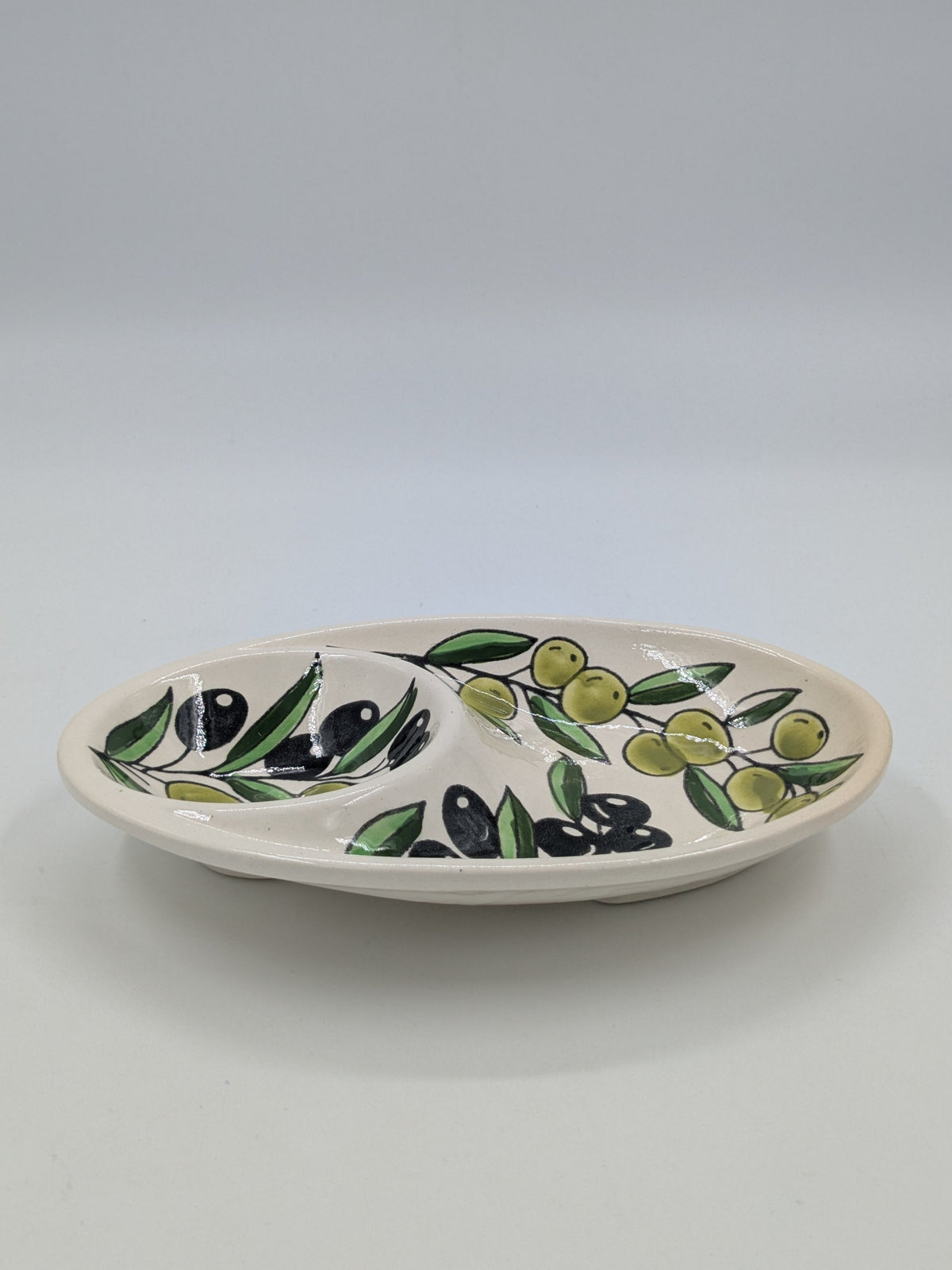 Dip bowl with 2 compartments - olive