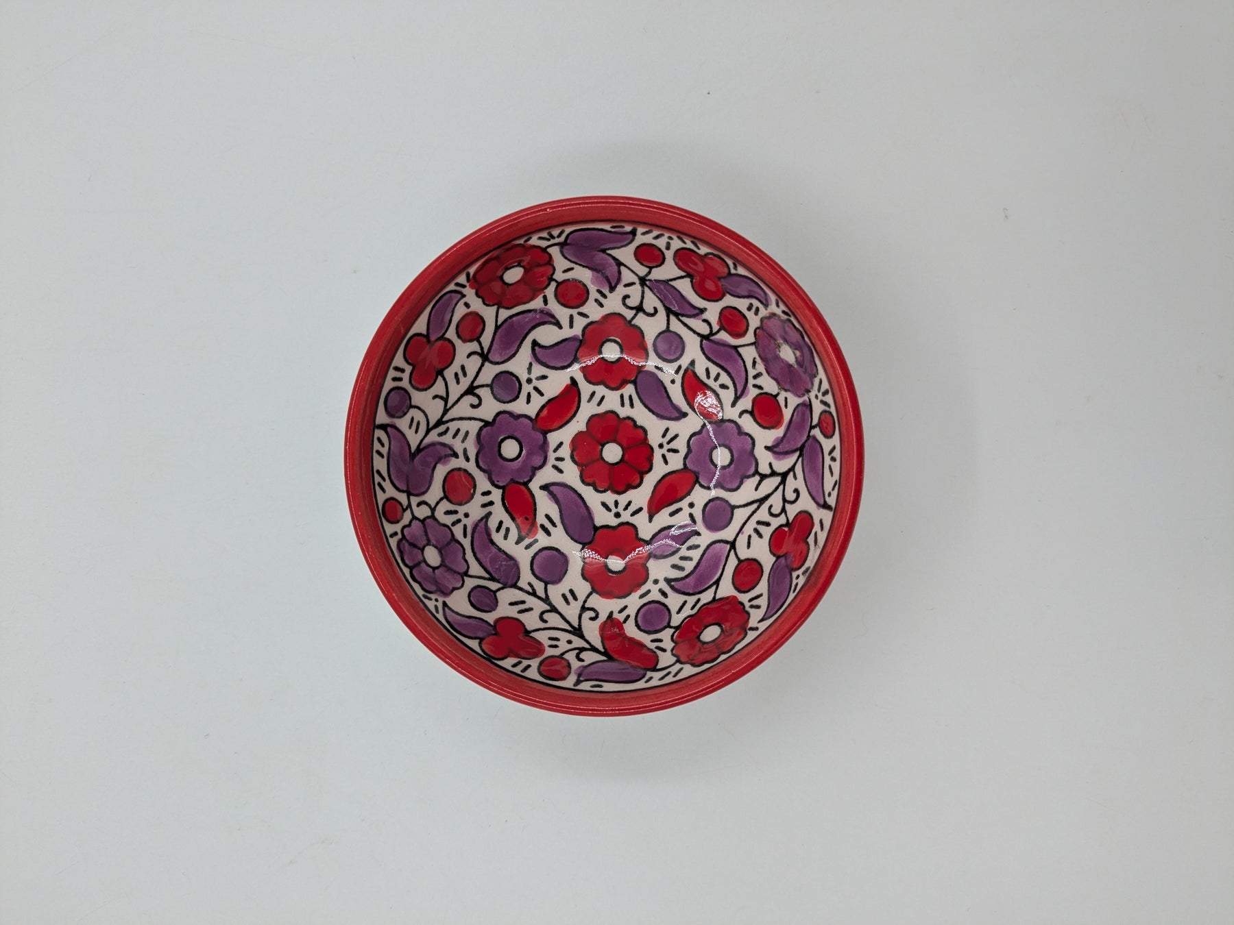 Skål 15 cm - rød/lavendel