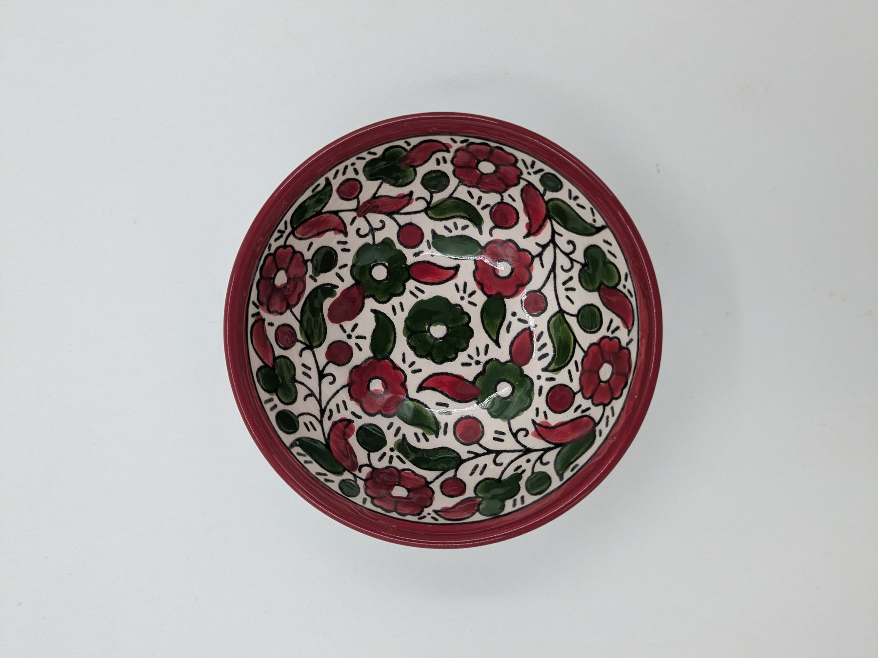Skål 12 cm - bordeaux/grøn