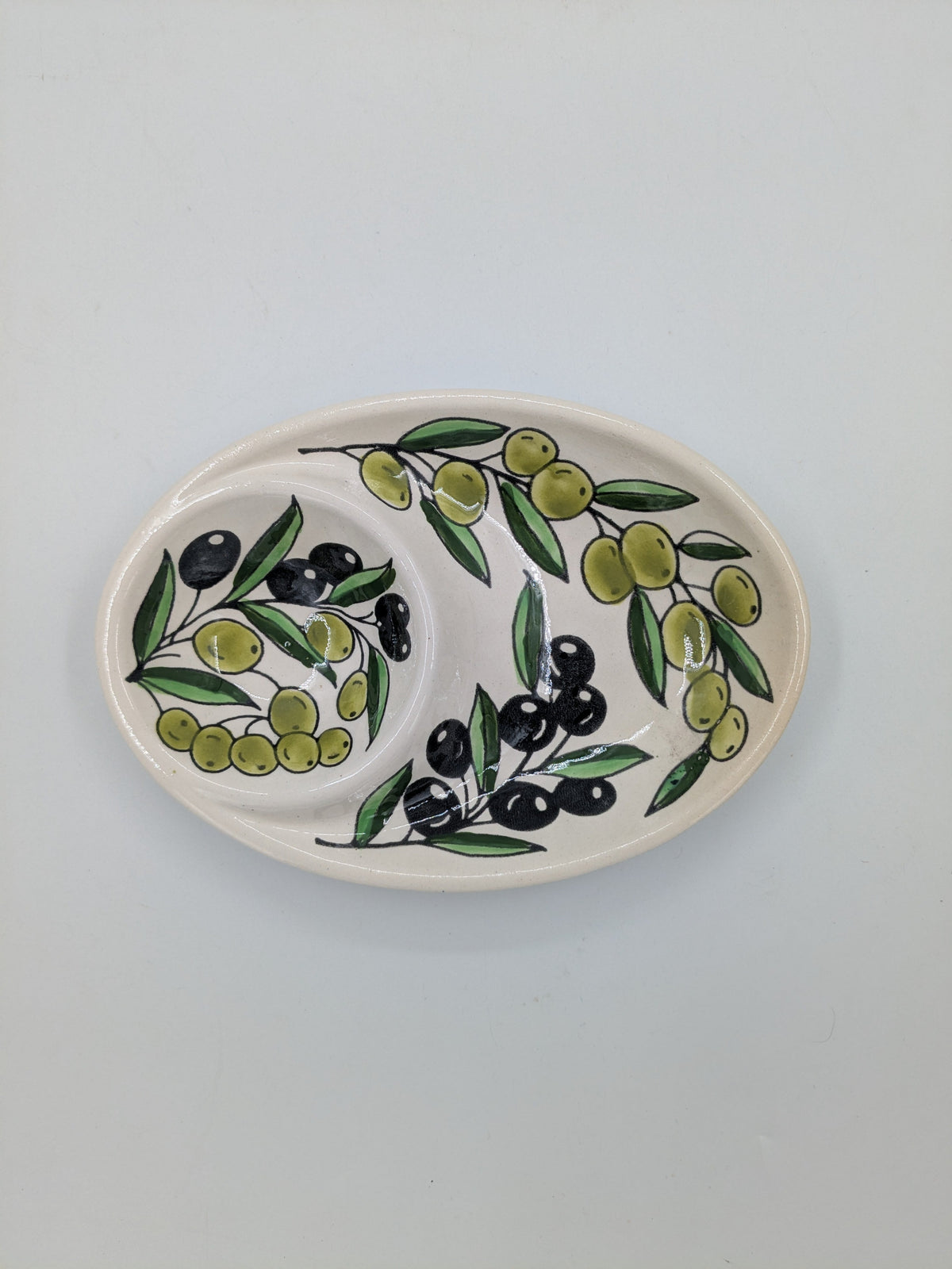 Dip bowl with 2 compartments - olive