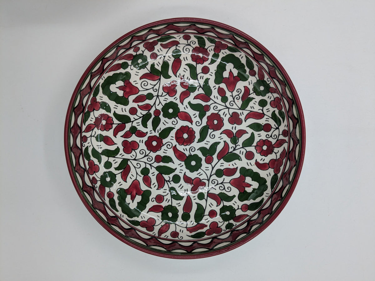 Serving bowl 18 cm - bordeaux/green