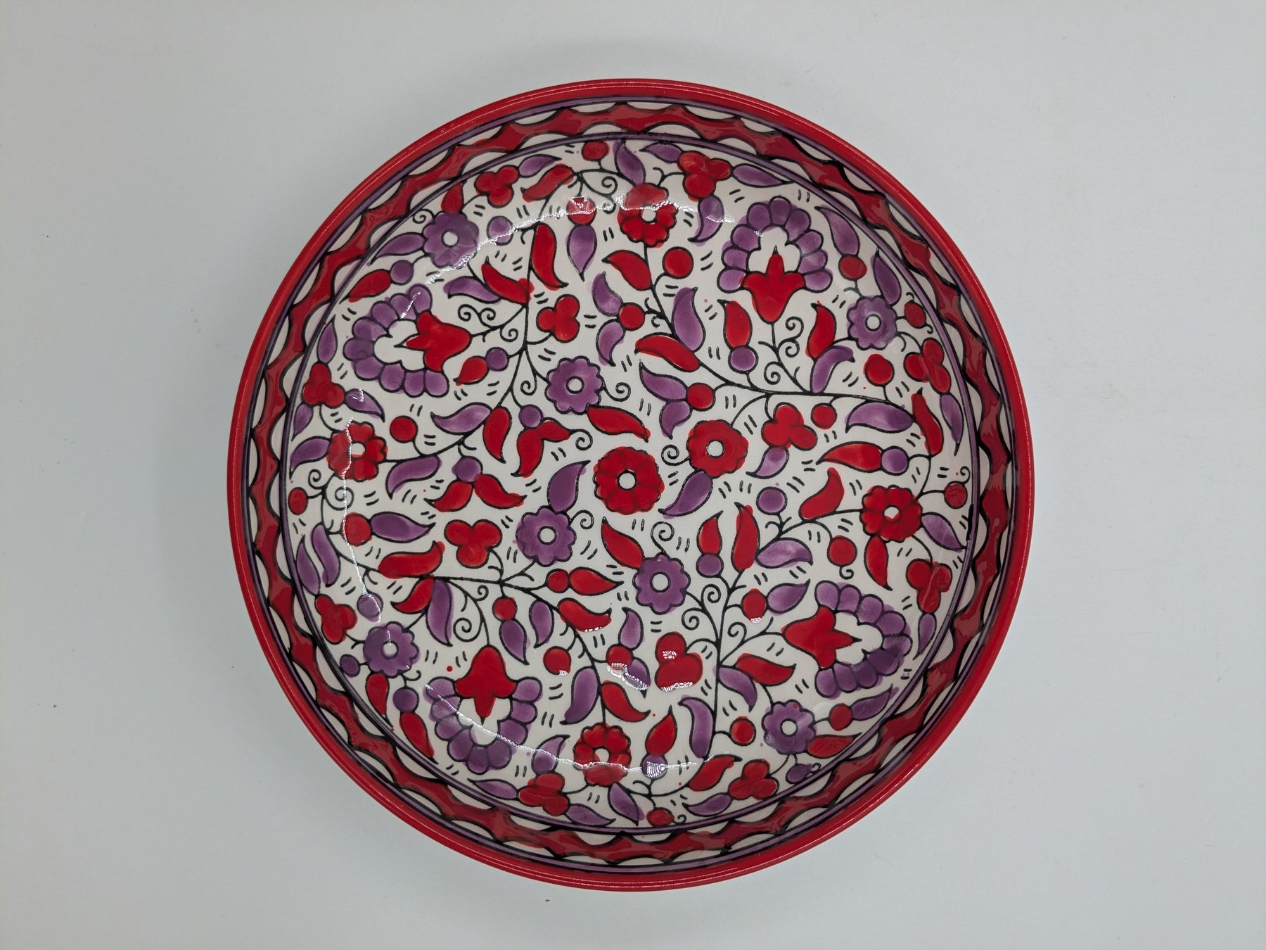 Serverings fad 23 cm - rød/lavendel