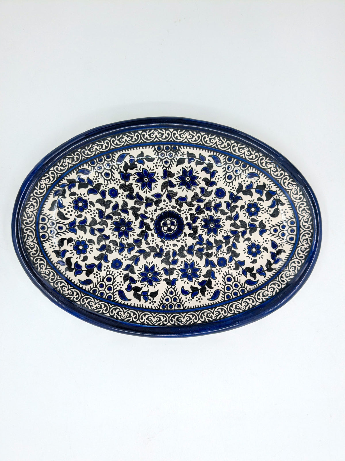 Oval serving dish - ramallah blue