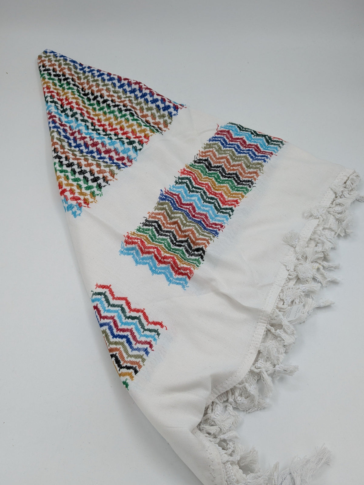 Autentisk Hirbawi kuffiyeh - hvid/multifarvet