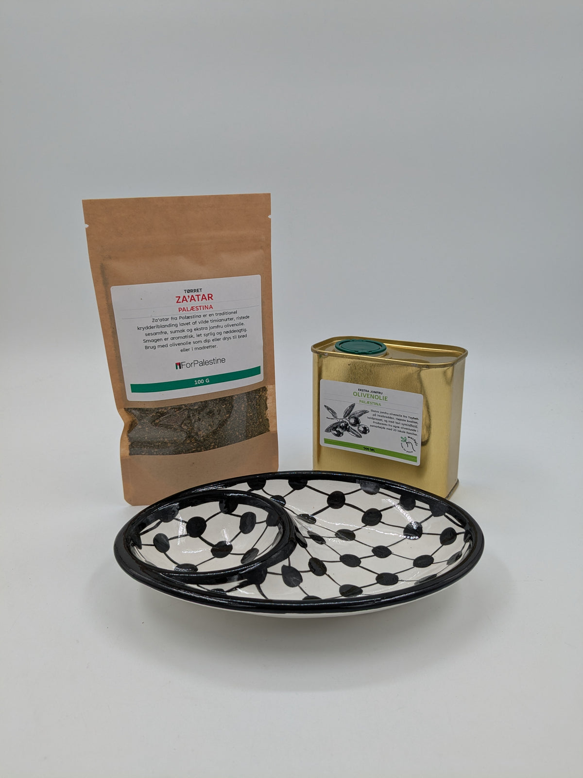 Dipskål med 2 rum, ekstra jomfruolivenolie og za’atar