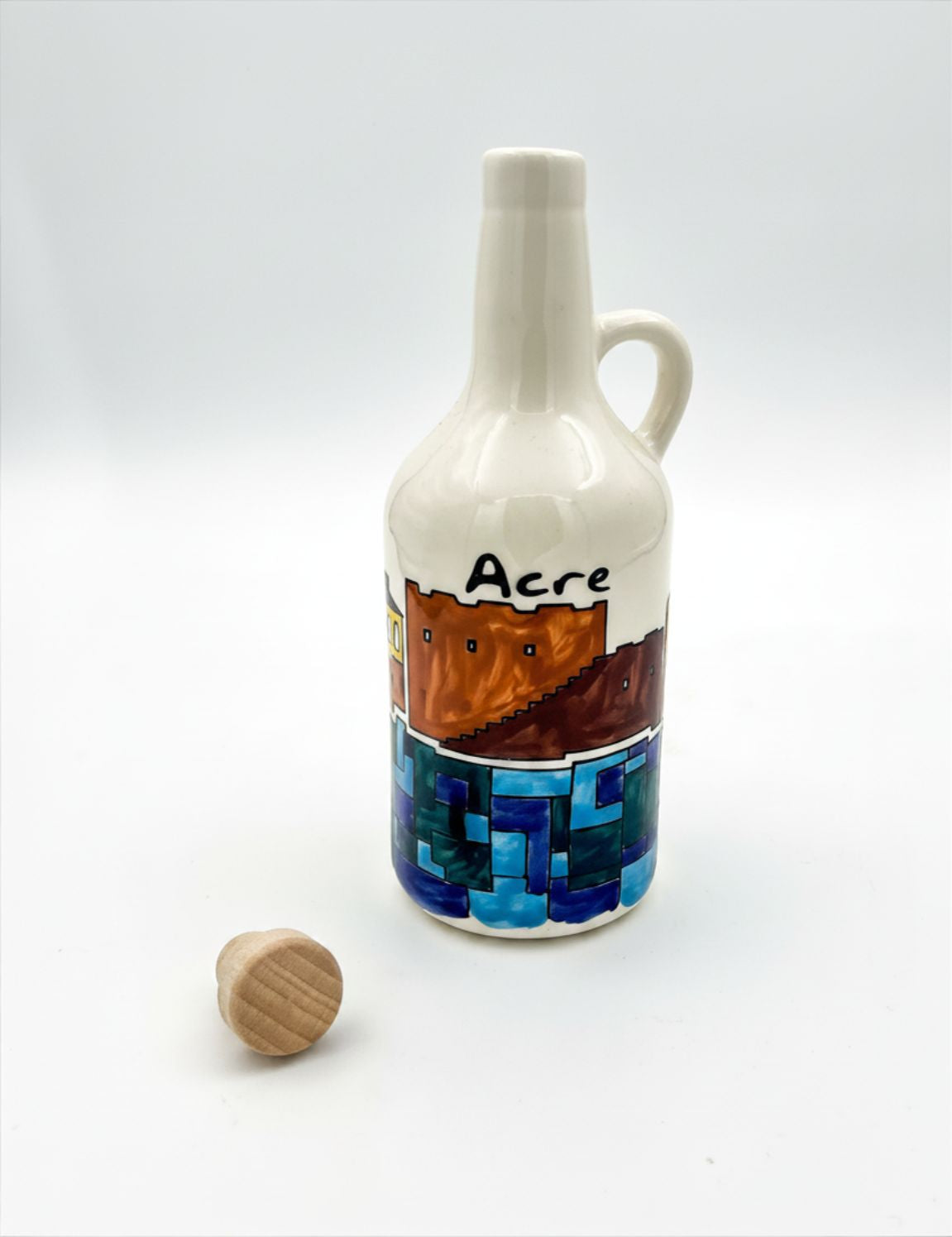 Håndmalet keramisk olivenolieflaske