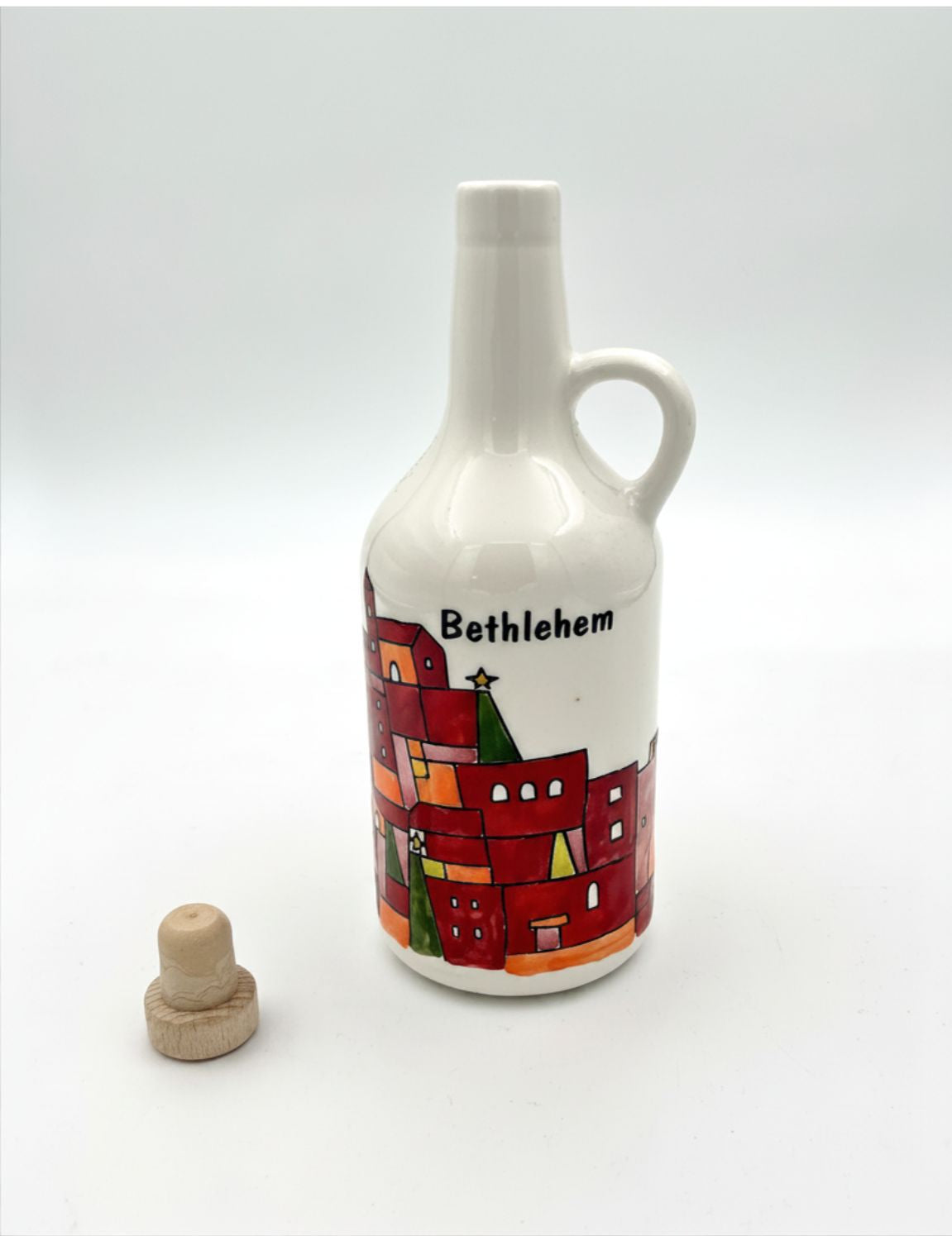 Håndmalet keramisk olivenolieflaske