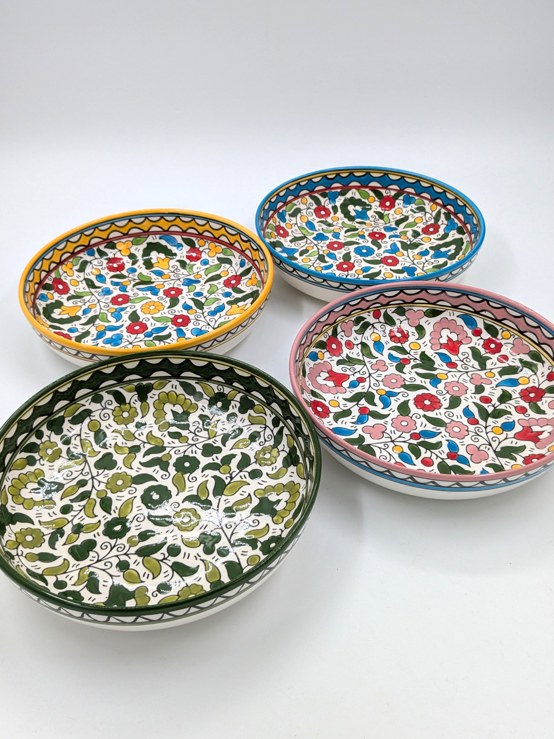 Large bundle of 4 handmade Palestinian ceramic dishes - 23 cm